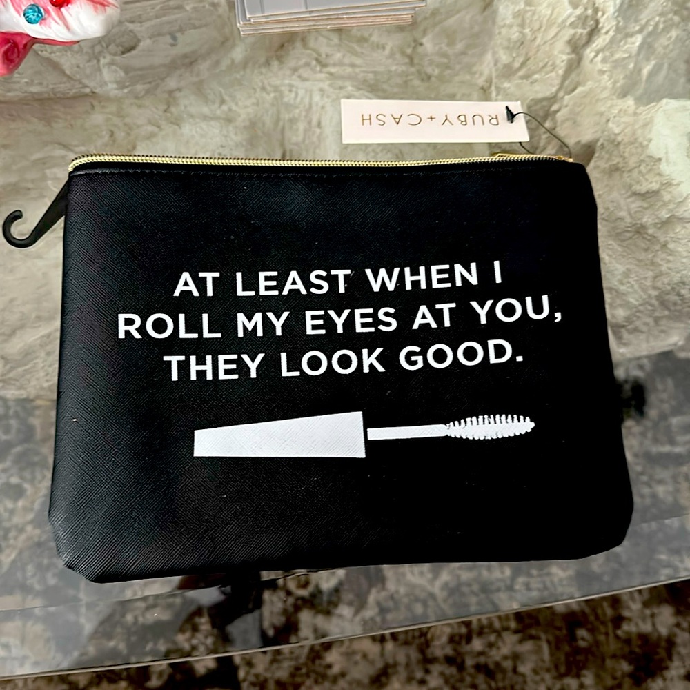 Ruby & Cash NWT Black & Gold makeup pouch